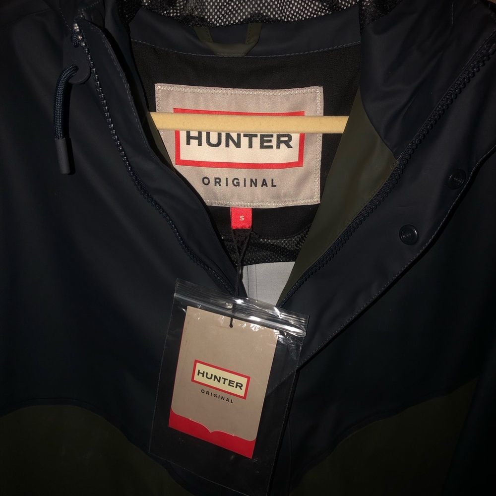 Hunter Olive and Black Waterproof Hooded Raincoat